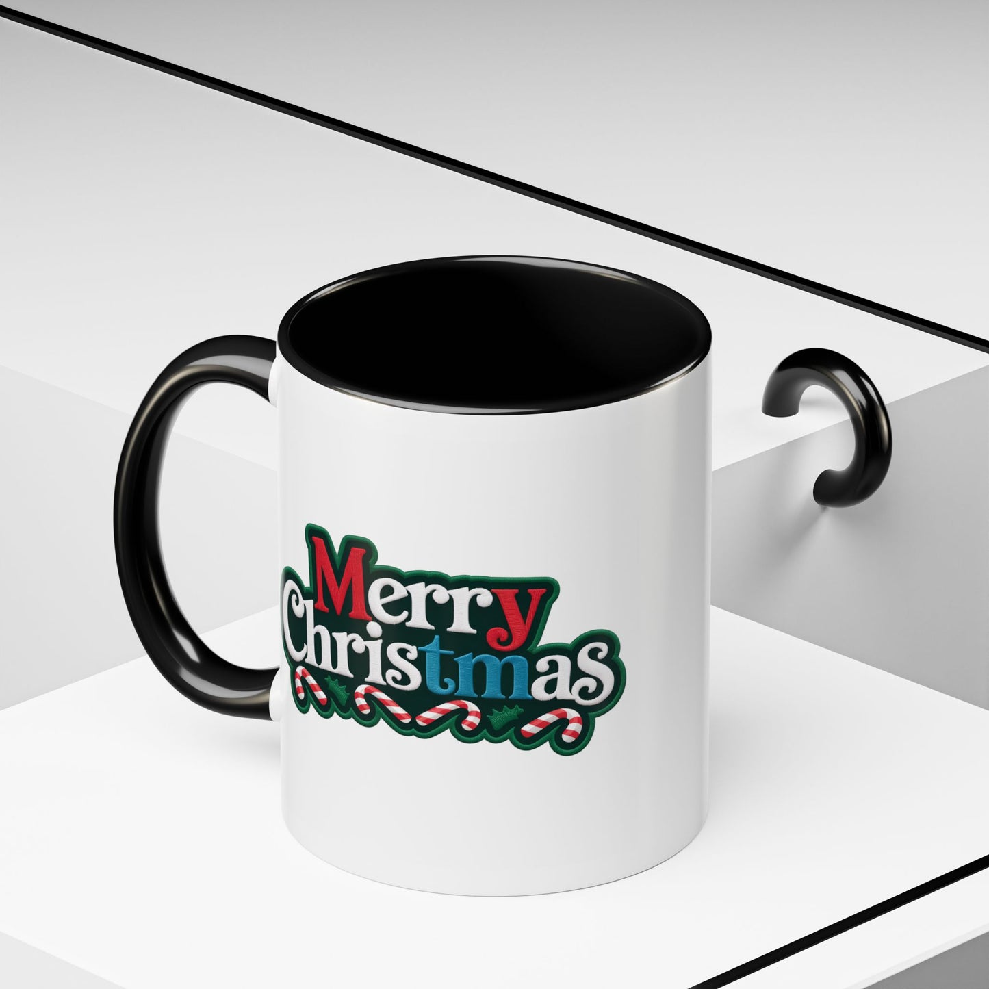 Christmas Mug - Merry Christmas White Red & Blue Text