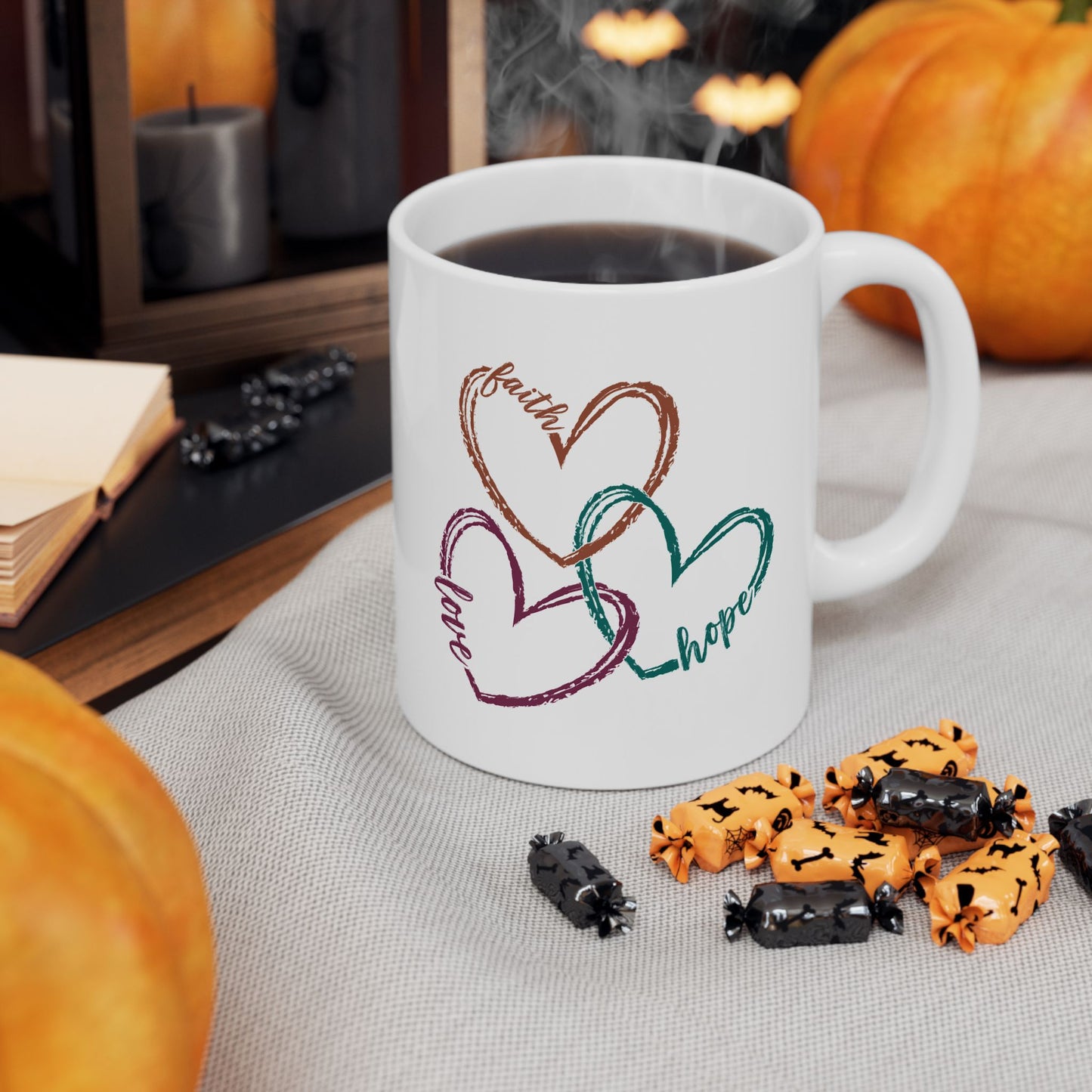 Religious Mug - Faith Love Hope Hearts