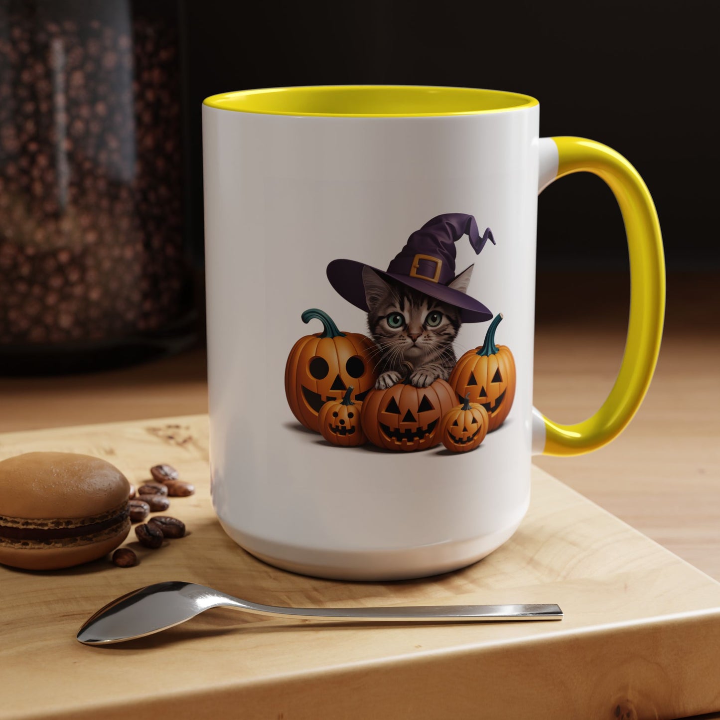 Halloween Mug - Witch Cat Hiding In Pumpkins