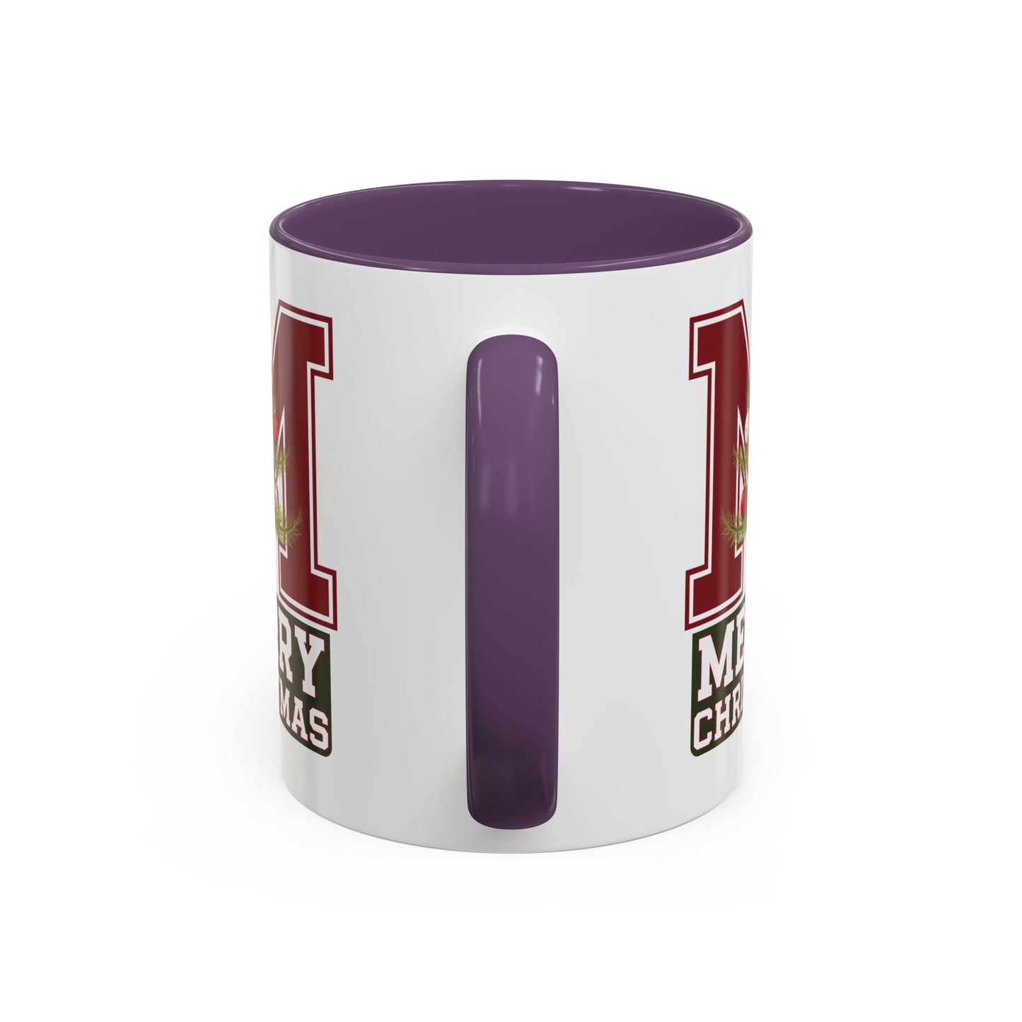Christmas Mug - Merry Christmas White Green & Red College Text