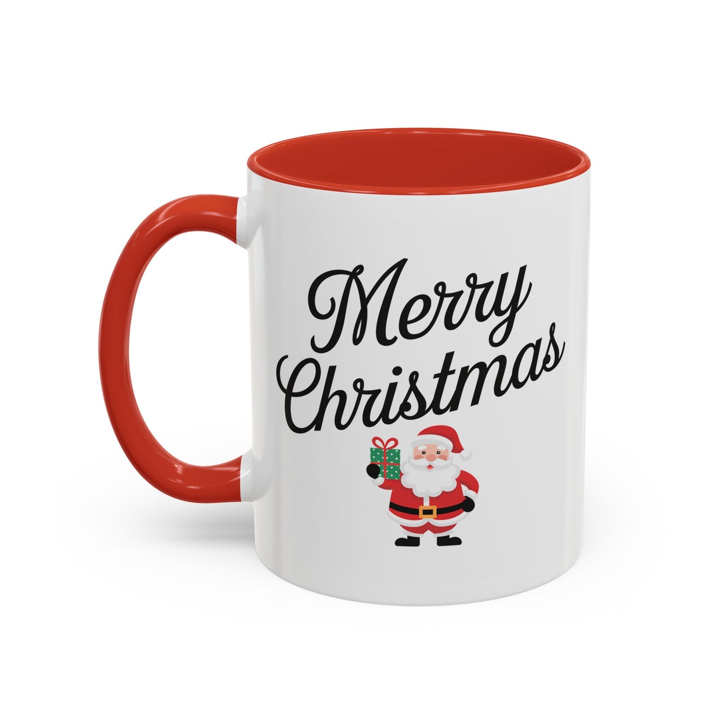 Christmas Mug - Merry Christmas Black Text Santa Present