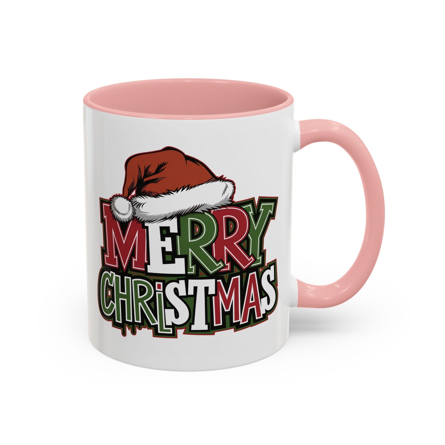 Christmas Mug - Merry Christmas Red Green & White Graffiti Hat