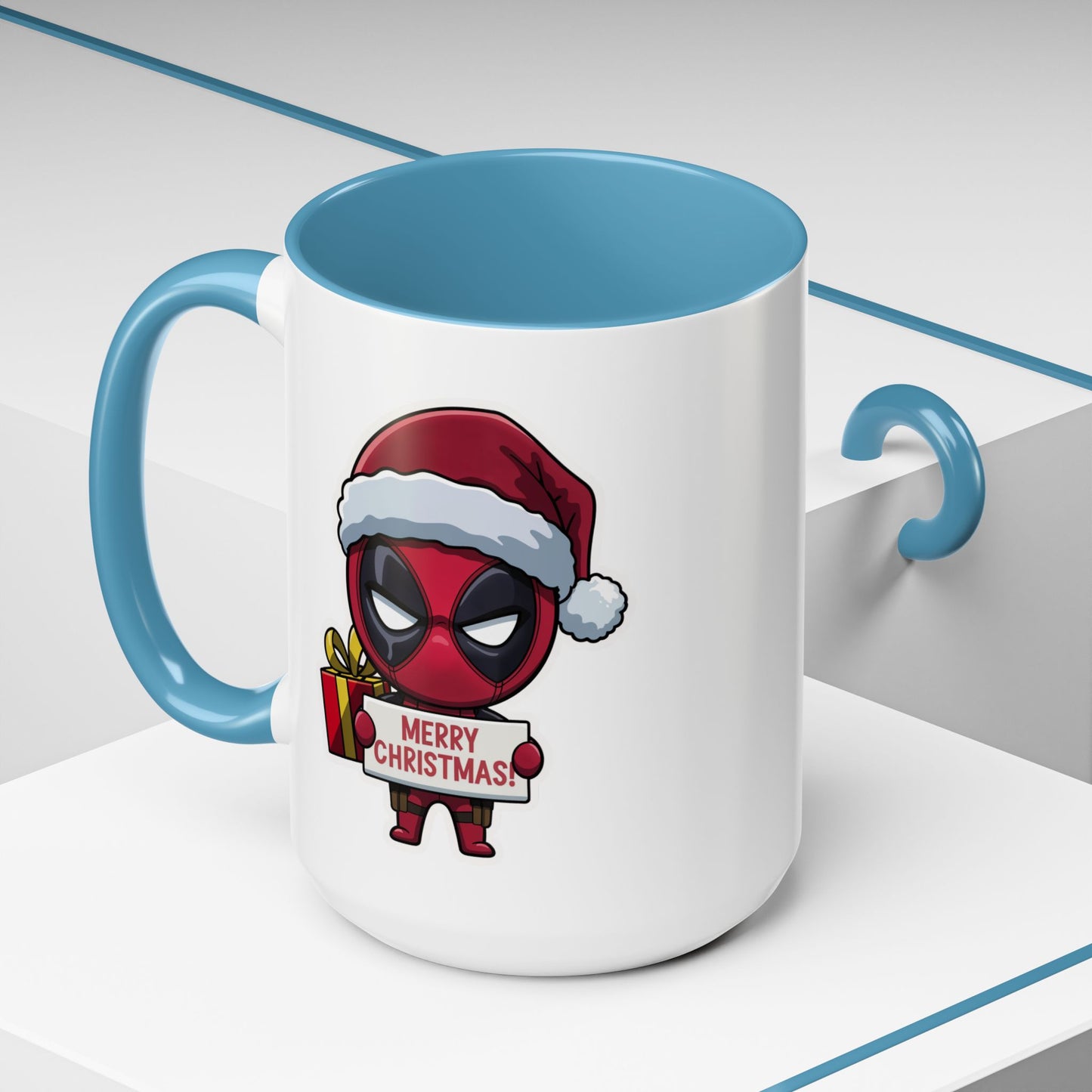 Christmas Mug - Merry Christmas Red Text Superhero