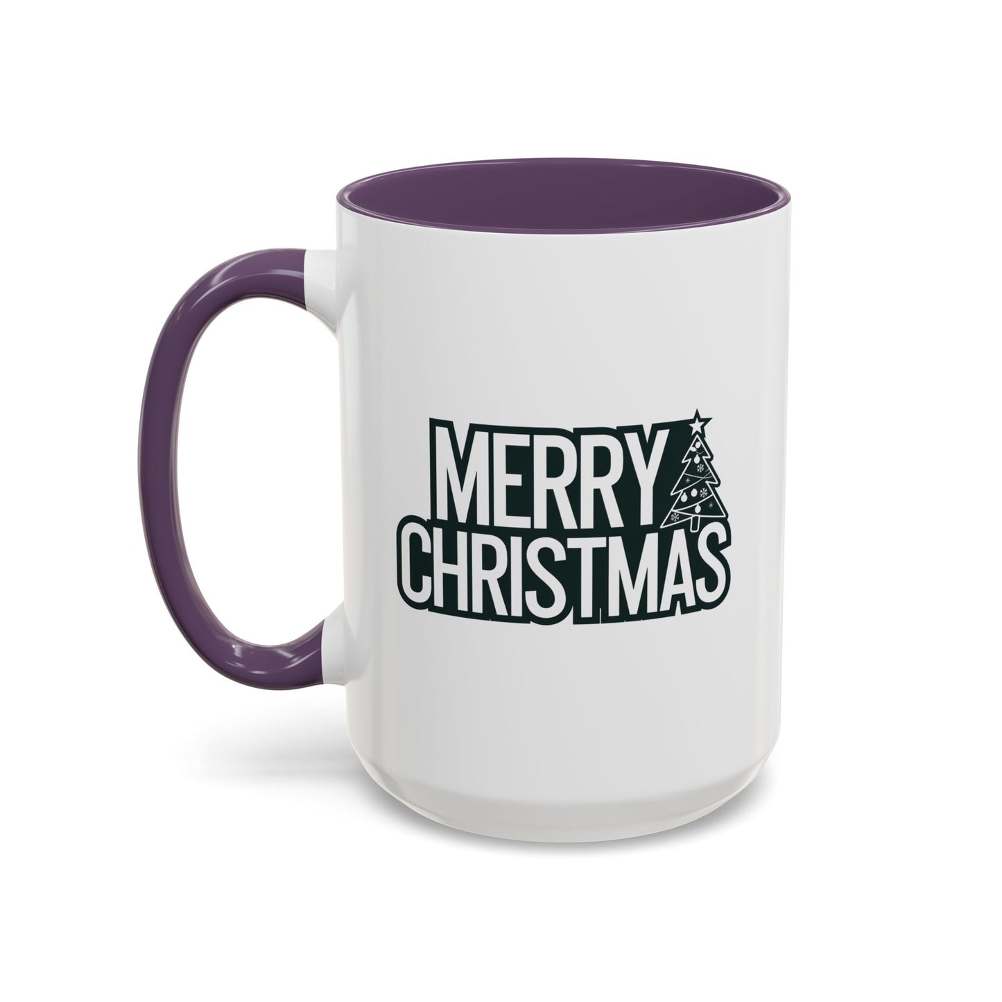 Christmas Mug - Merry Christmas White & Black Text Tree
