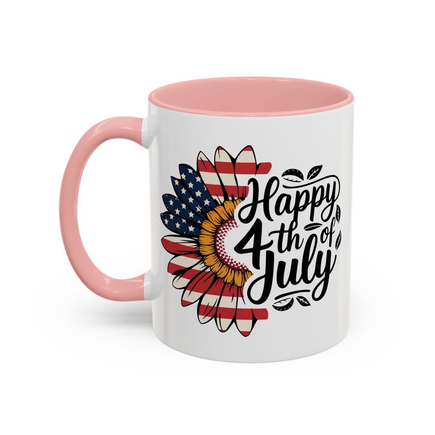 4th of July Mug - Happy 4th of July Sunflower USA Flag
