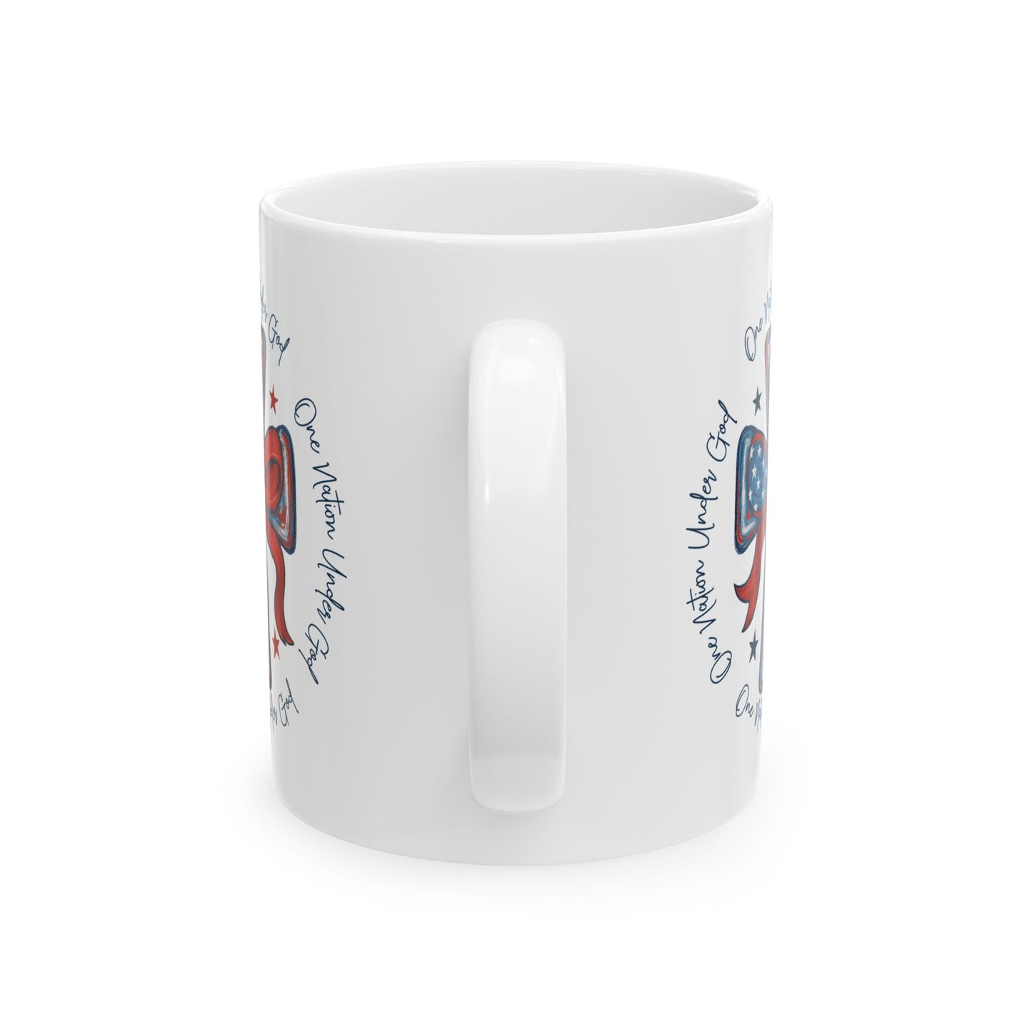 4th of July Mug - Patriotic Cross with Ribbon & Stars