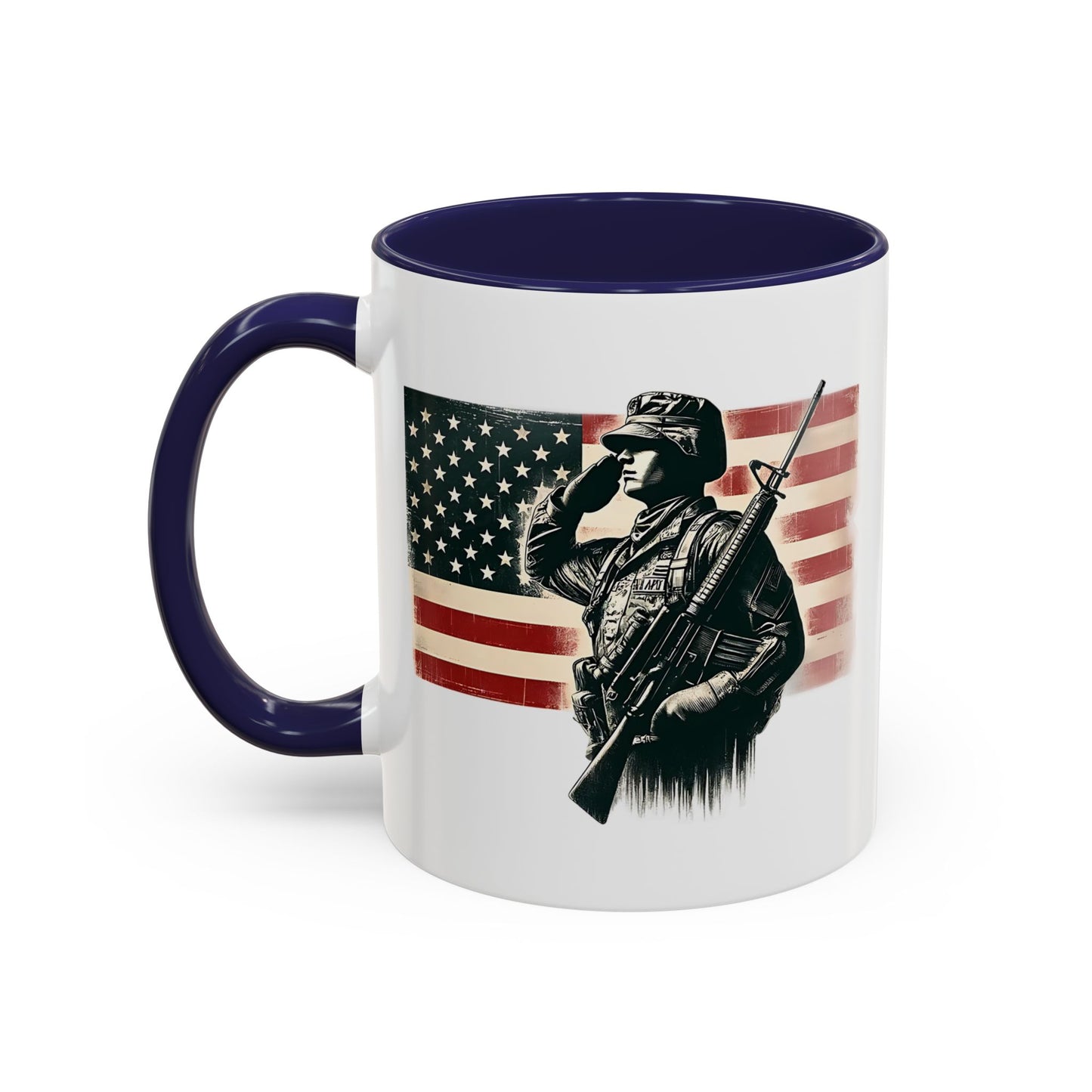 4th of July Mug - Soldier American Flag