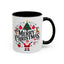 Christmas Mug - Merry Christmas Black Text Santa Reindeer Snowmen Ornaments