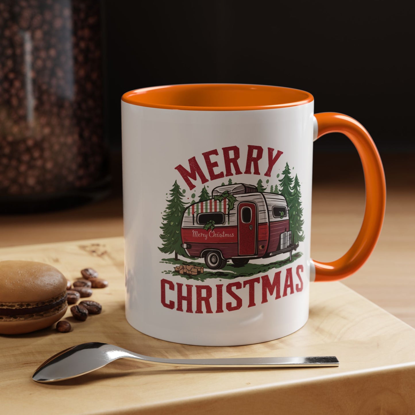 Christmas Mug - Merry Christmas Red & White Camper
