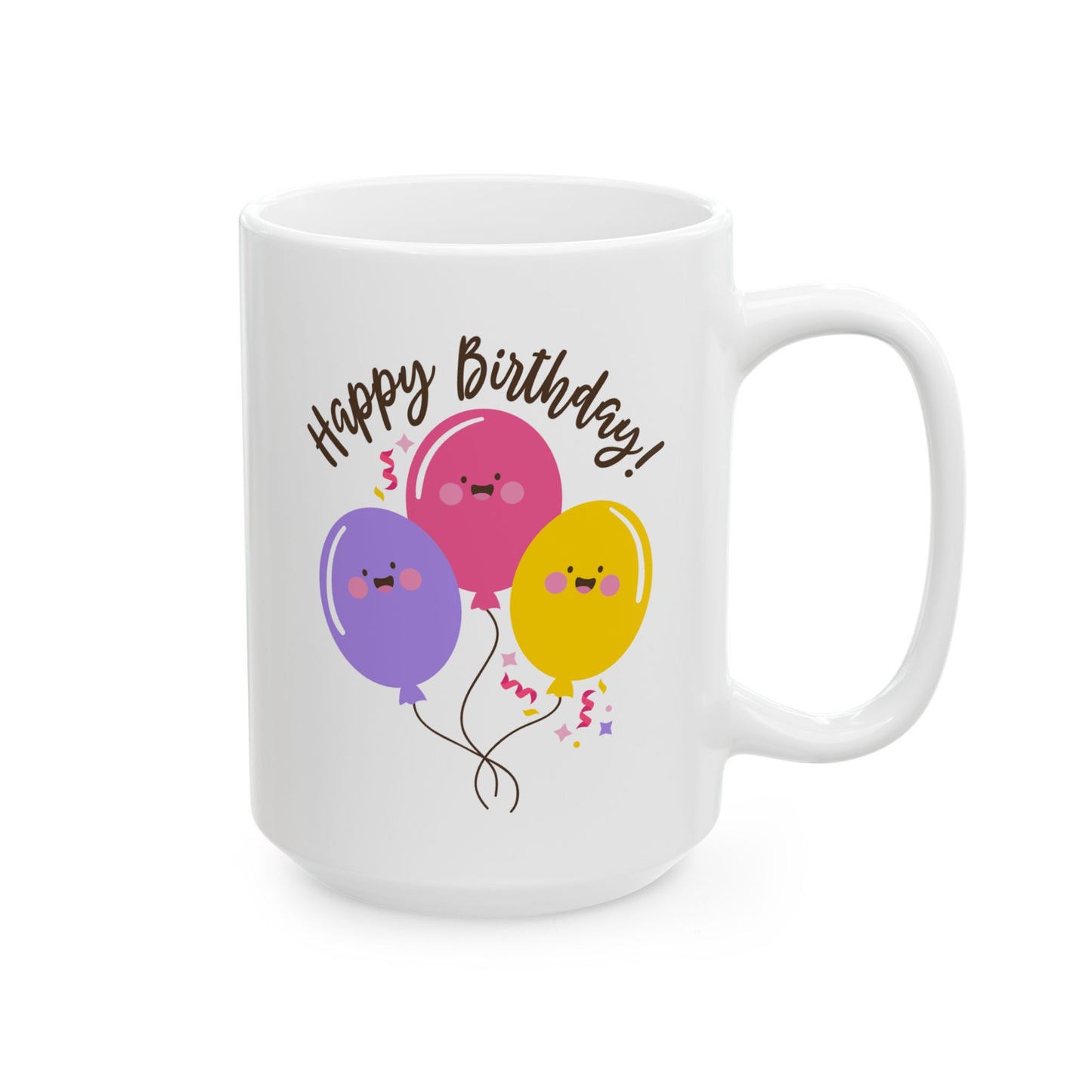 Birthday Mug - Happy Birthday Smiley Balloons