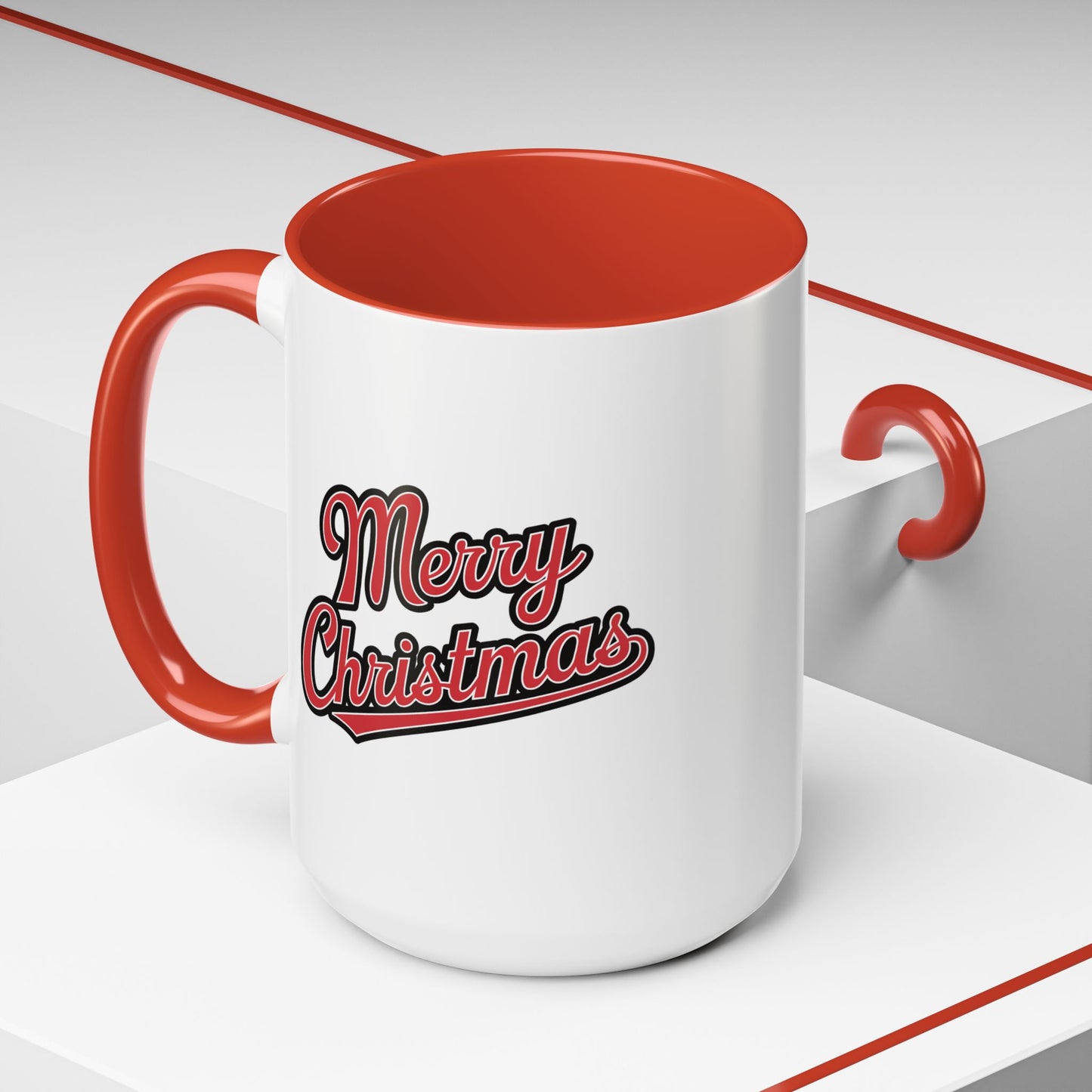 Christmas Mug - Merry Christmas Red & Black Baseball Text