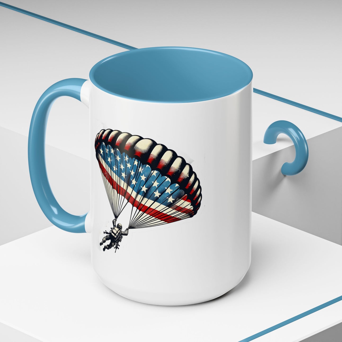 4th of July Mug - Airborne Soldier Parachute Flag