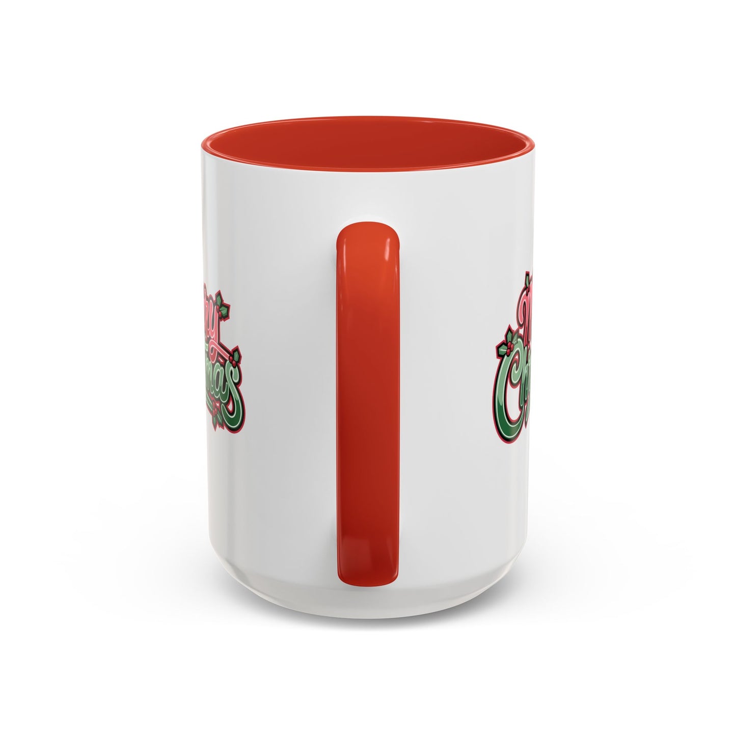 Christmas Mug - Merry Christmas Red & Green Text Mistletoe