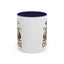 Christmas Mug - Merry Christmas Maroon Text Camper Trees Snowflakes