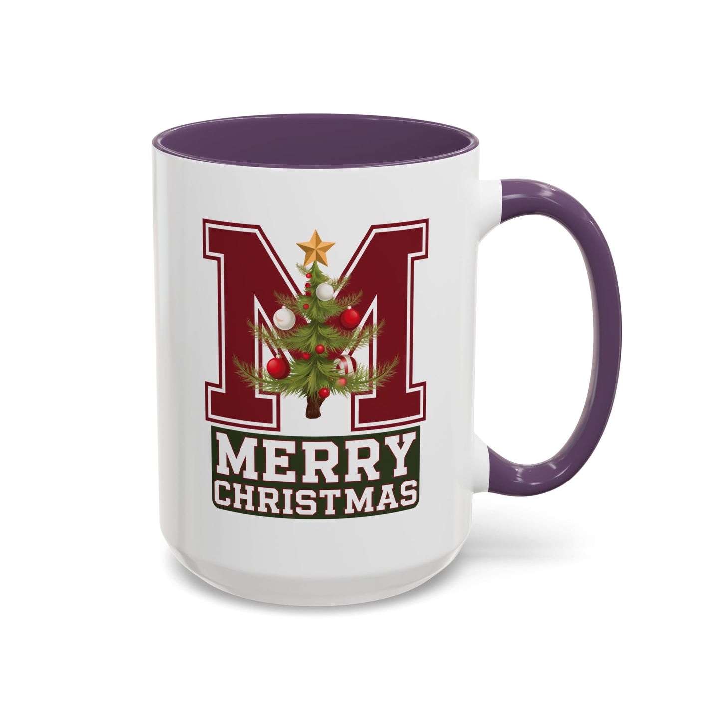 Christmas Mug - Merry Christmas White Green & Red College Text