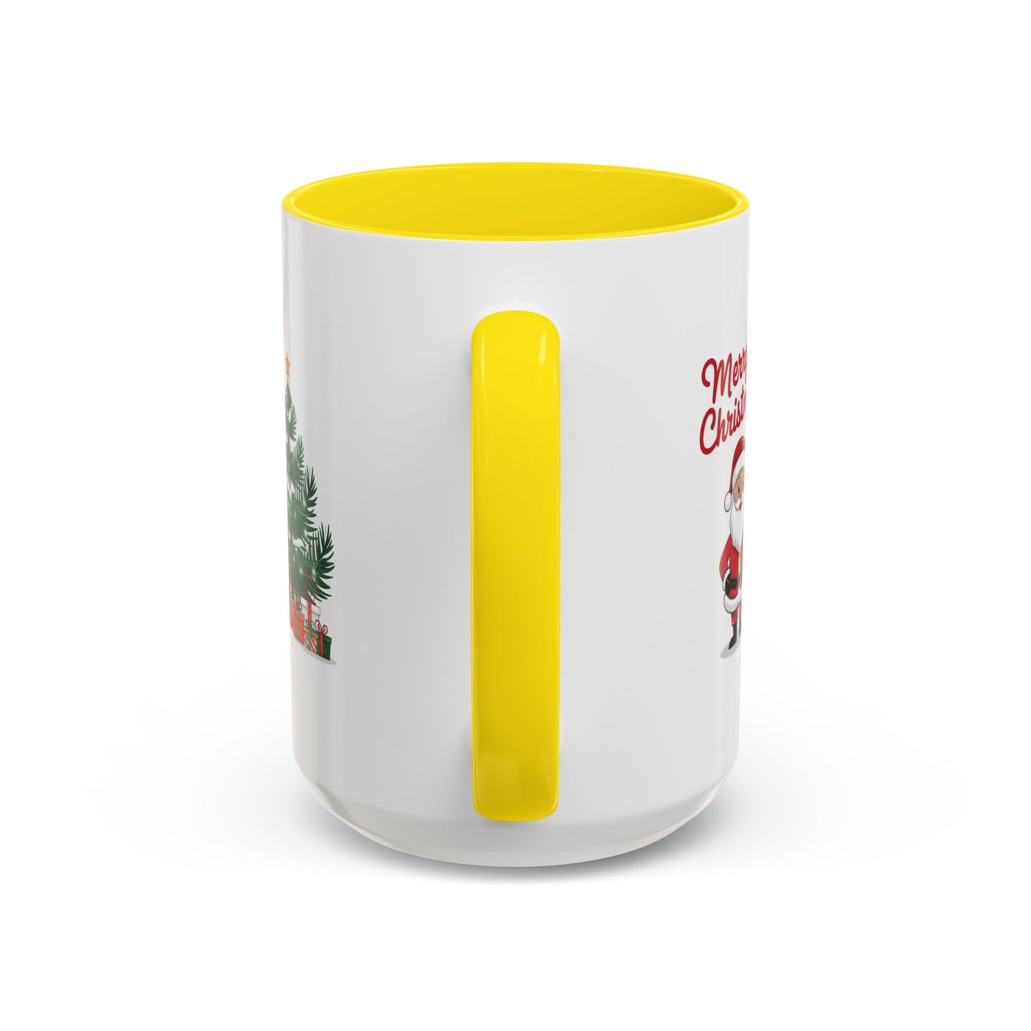 Christmas Mug - Merry Christmas Red Text Santa Tree Presents