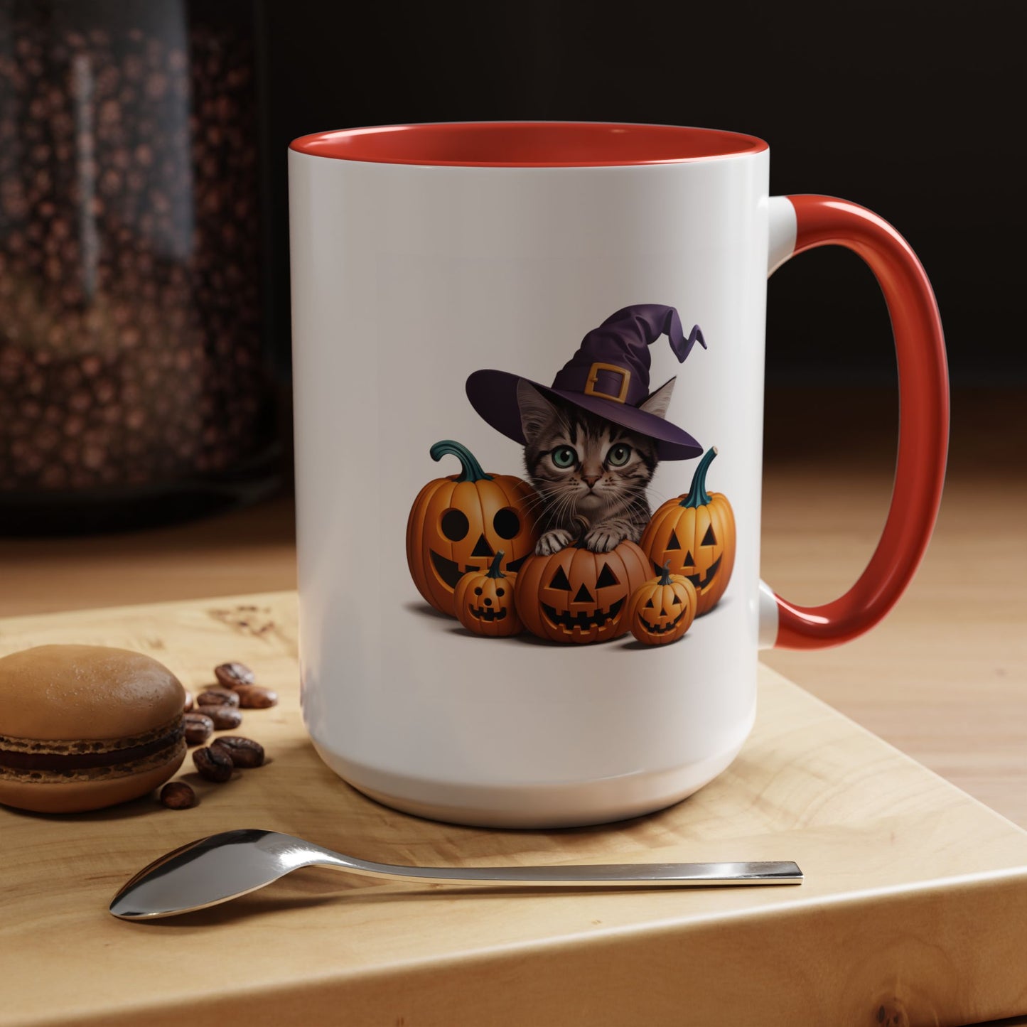 Halloween Mug - Witch Cat Hiding In Pumpkins