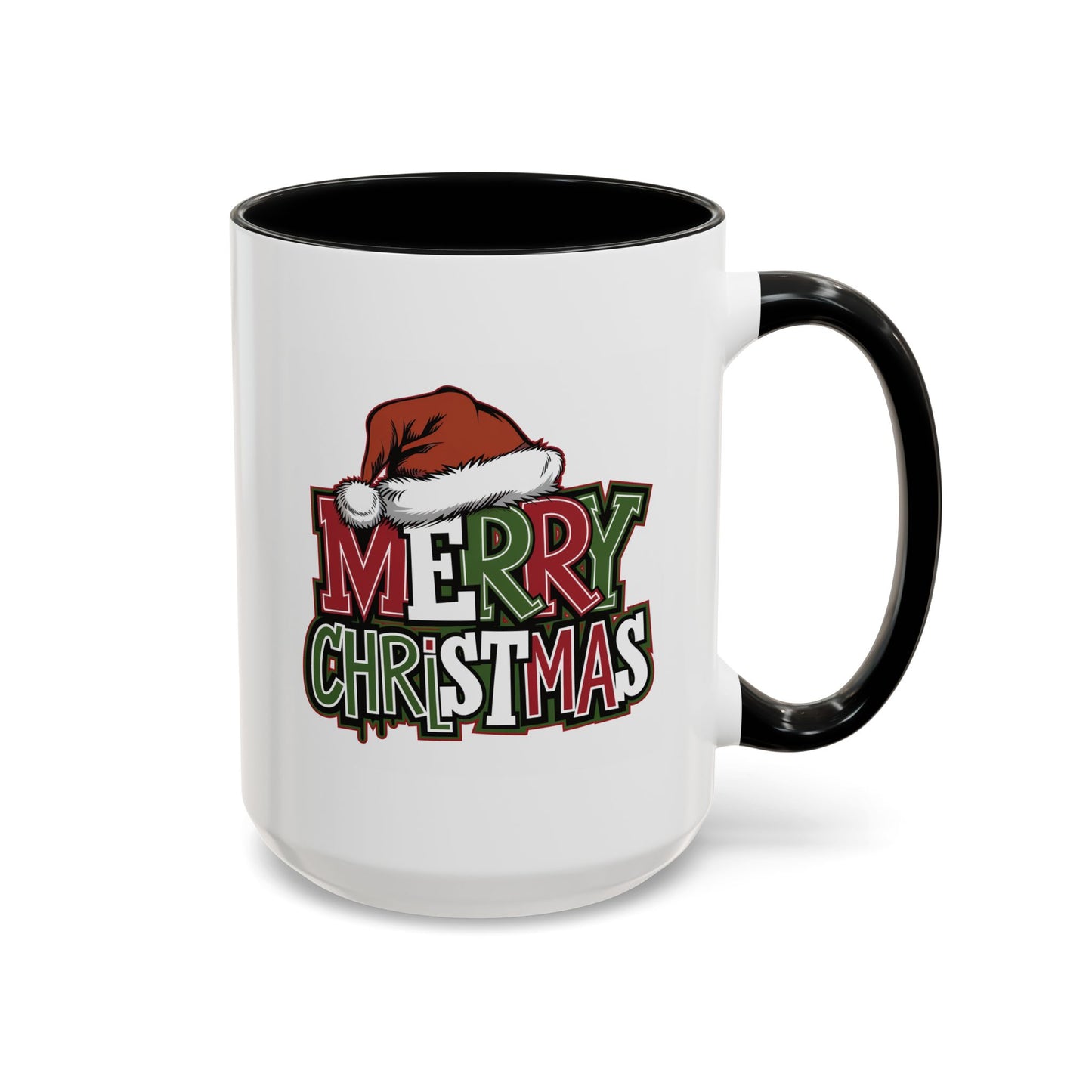 Christmas Mug - Merry Christmas Red Green & White Graffiti Hat