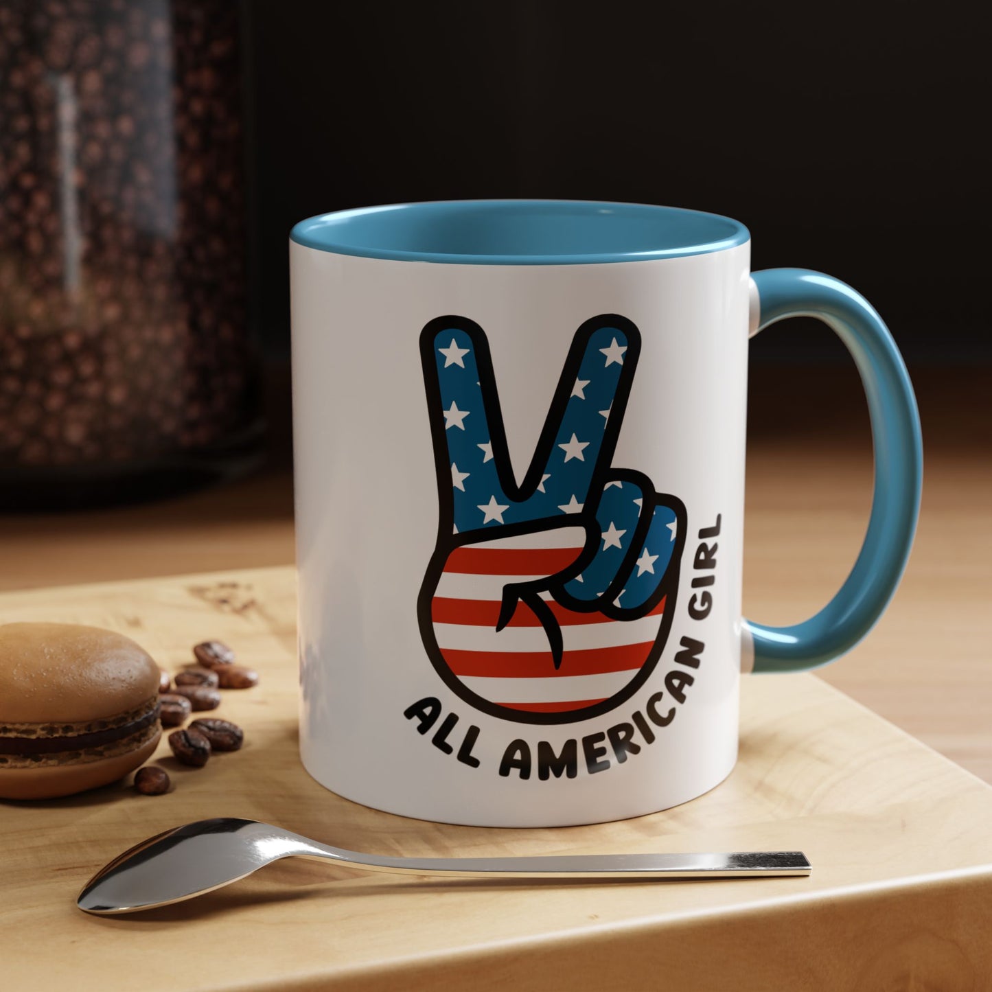 4th of July Mug - All American Girl Peace Sign