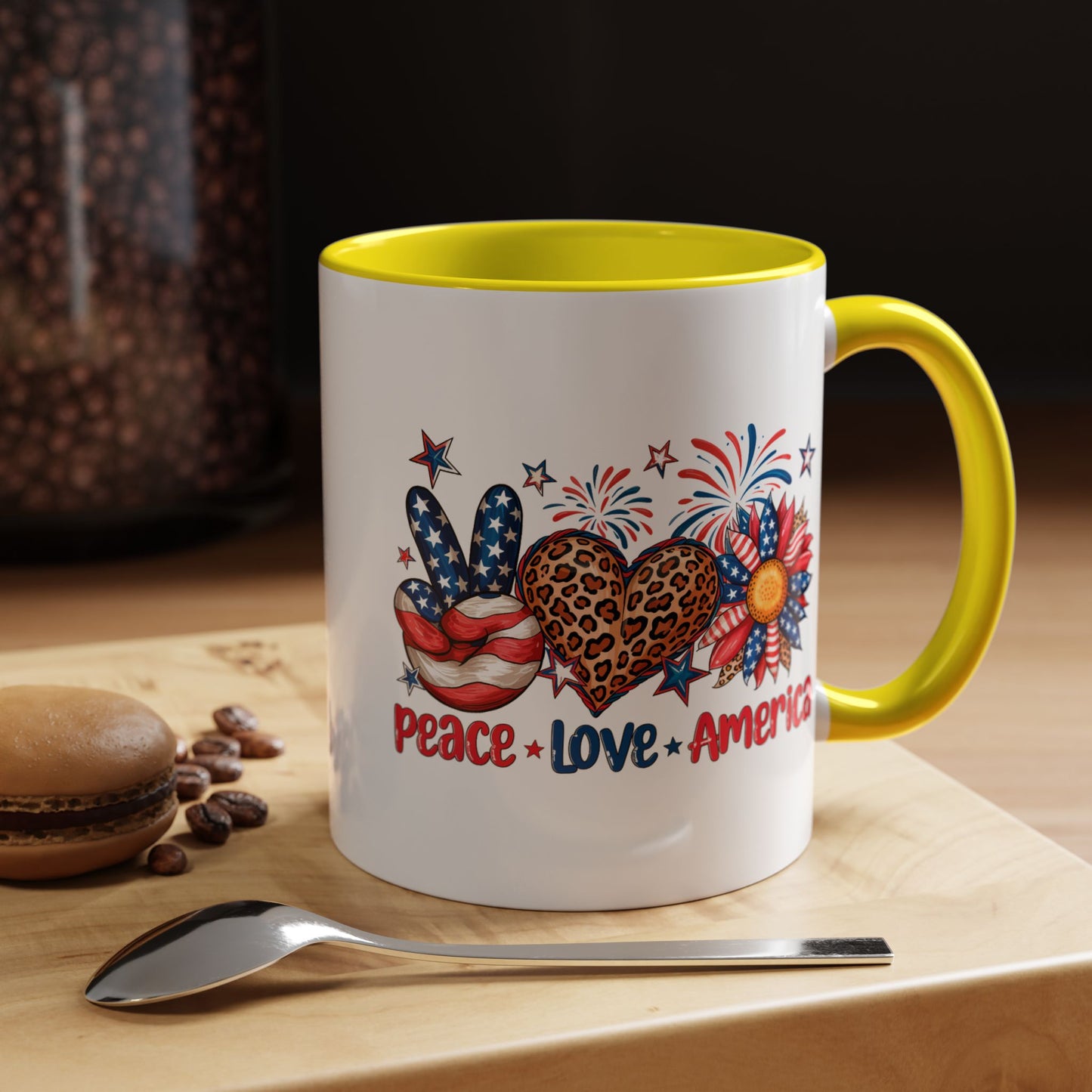 4th of July Mug - Peace Love America