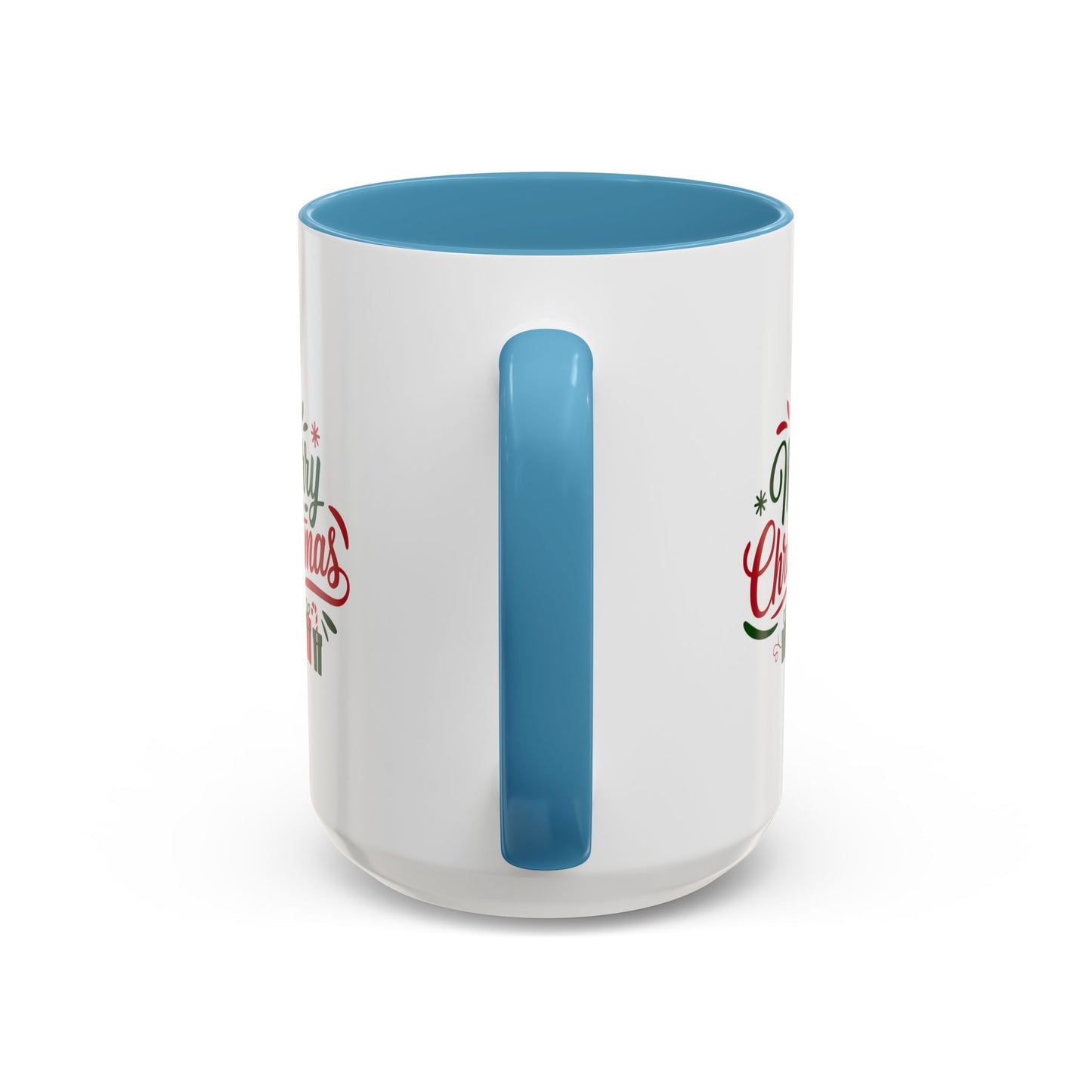 Christmas Mug - Merry Christmas Green & Red Text Tree Snowflakes Presents