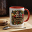 Christmas Mug - Merry Christmas Cream Text Santa Ok Light Bow Ornaments