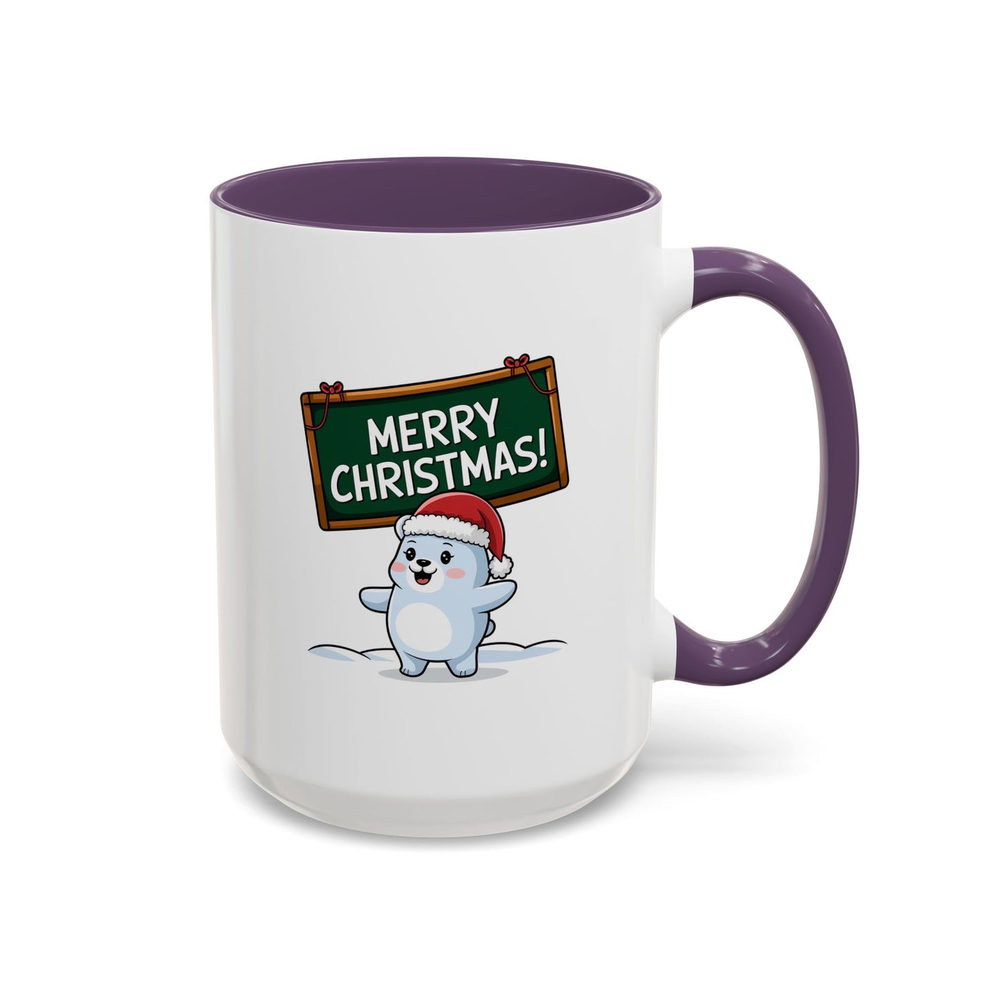 Christmas Mug - Merry Christmas White Text Seal Pup
