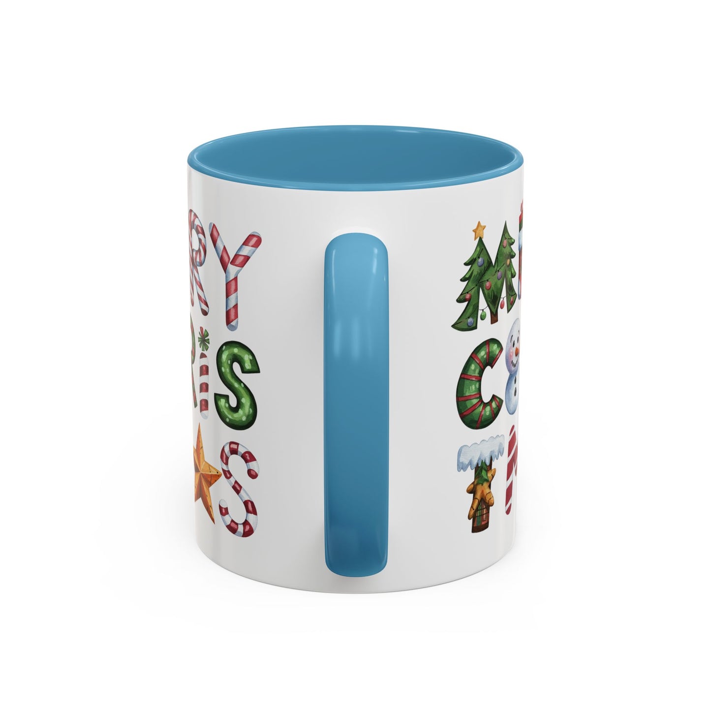 Christmas Mug - Merry Christmas Green Red & Gold Patterned Text