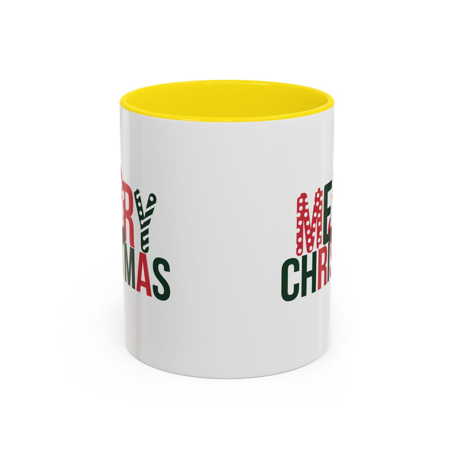 Christmas Mug - Merry Christmas Green & Red Text Santa