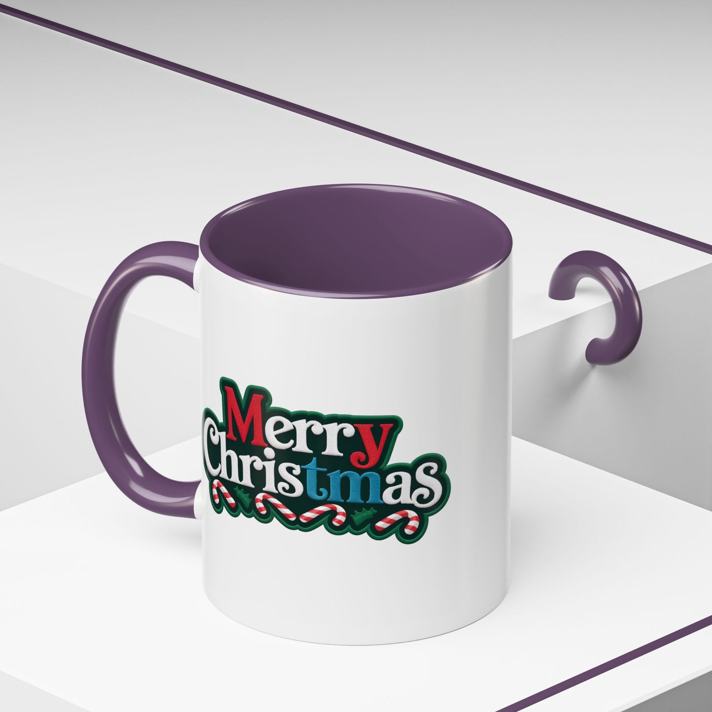 Christmas Mug - Merry Christmas White Red & Blue Text