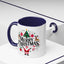 Christmas Mug - Merry Christmas Black Text Santa Reindeer Snowmen Ornaments