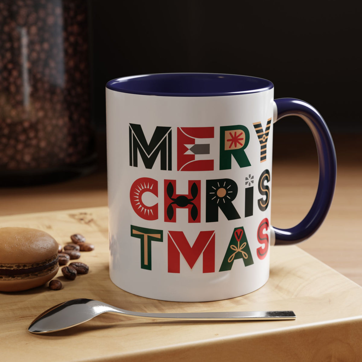Christmas - Merry Christmas Black Red Green Patterned Text