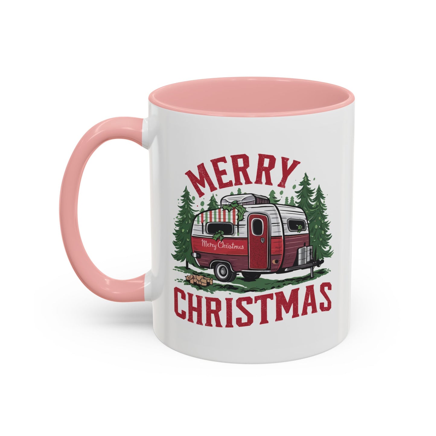 Christmas Mug - Merry Christmas Red & White Camper