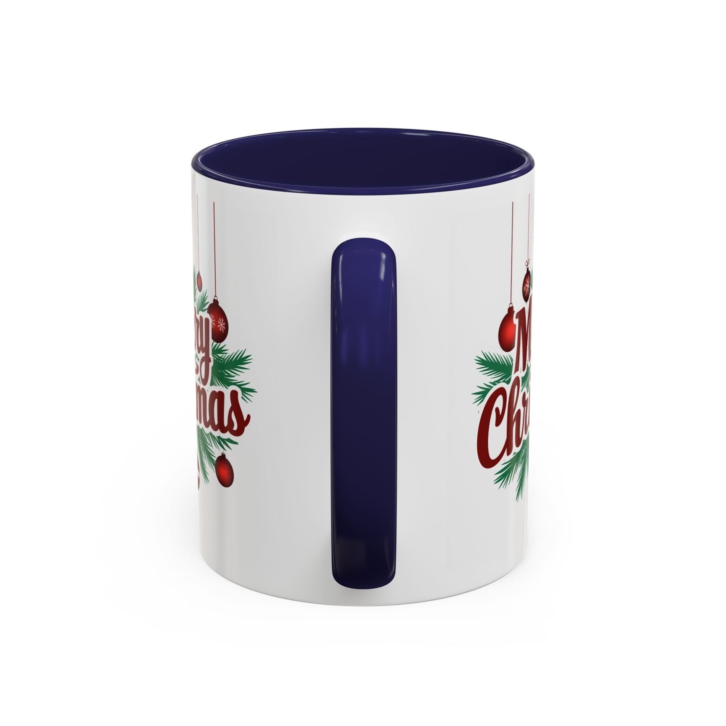 Christmas Mug - Merry Christmas Maroon Text Ornaments