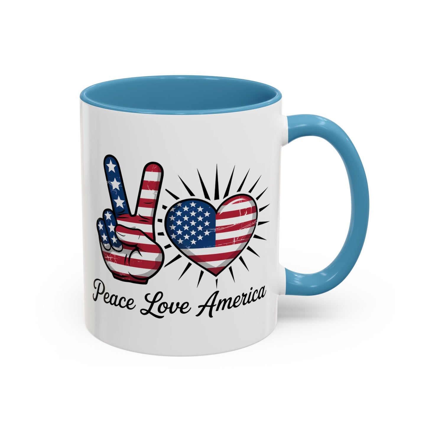 4th of July Mug - Peace Love America