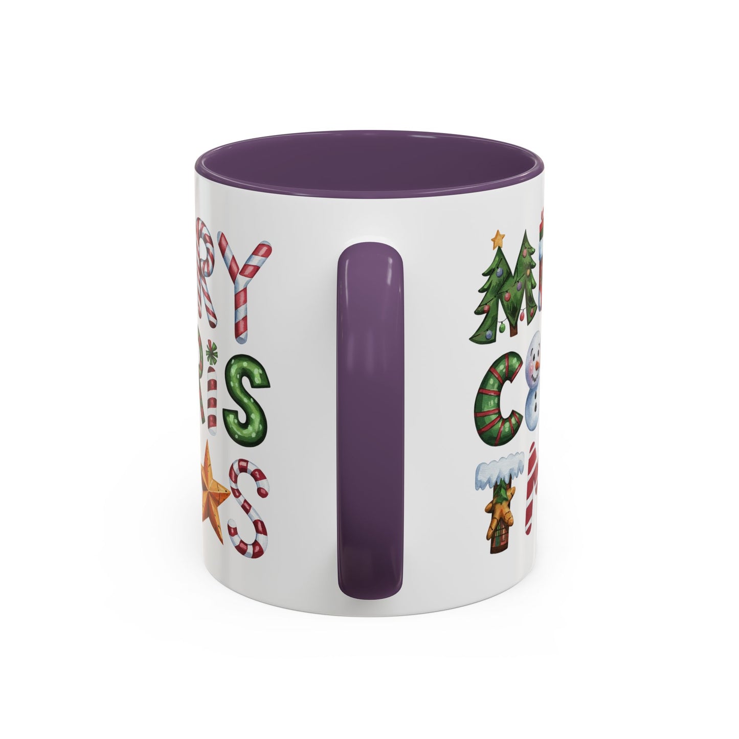 Christmas Mug - Merry Christmas Green Red & Gold Patterned Text
