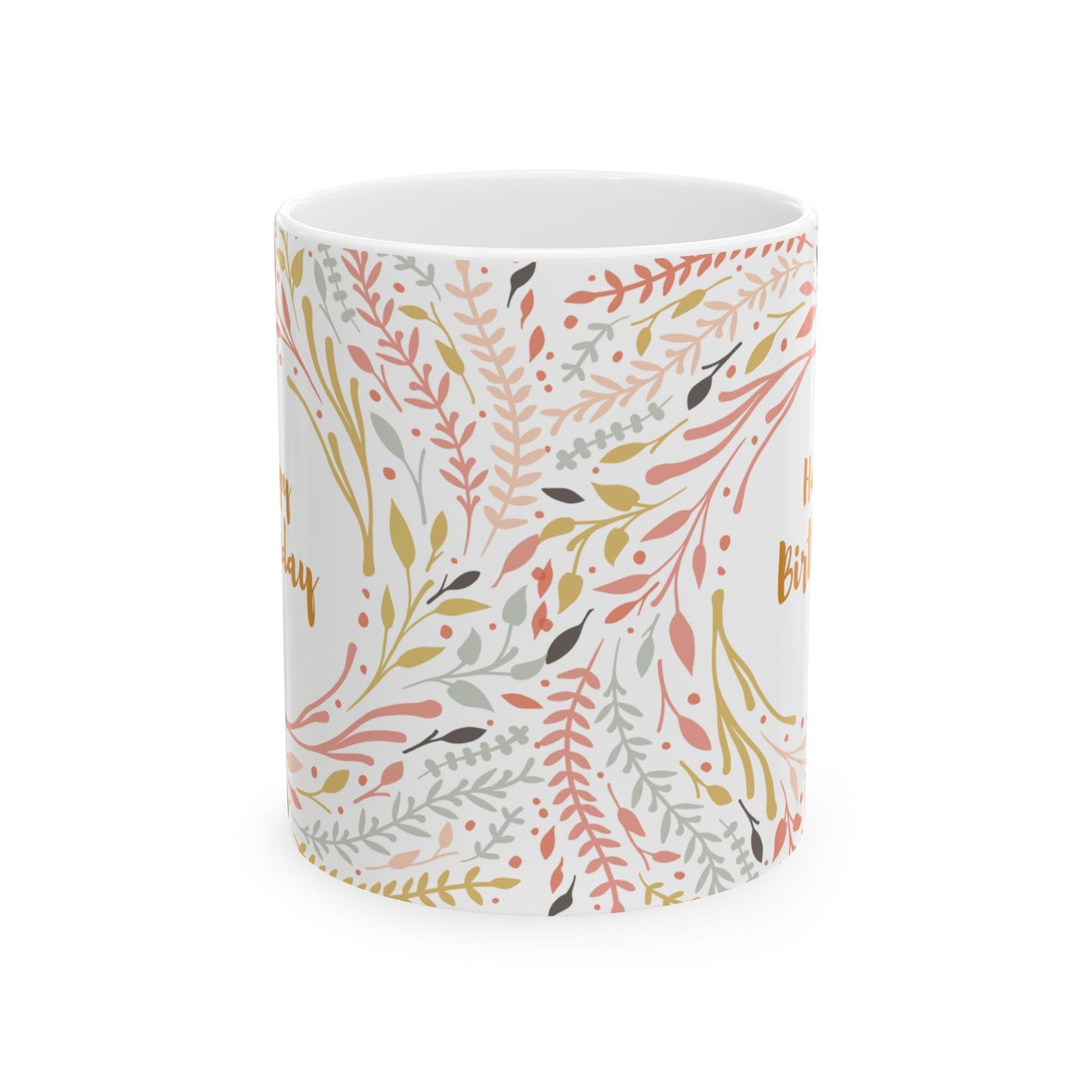Birthday Mug - Happy Birthday Floral Circle