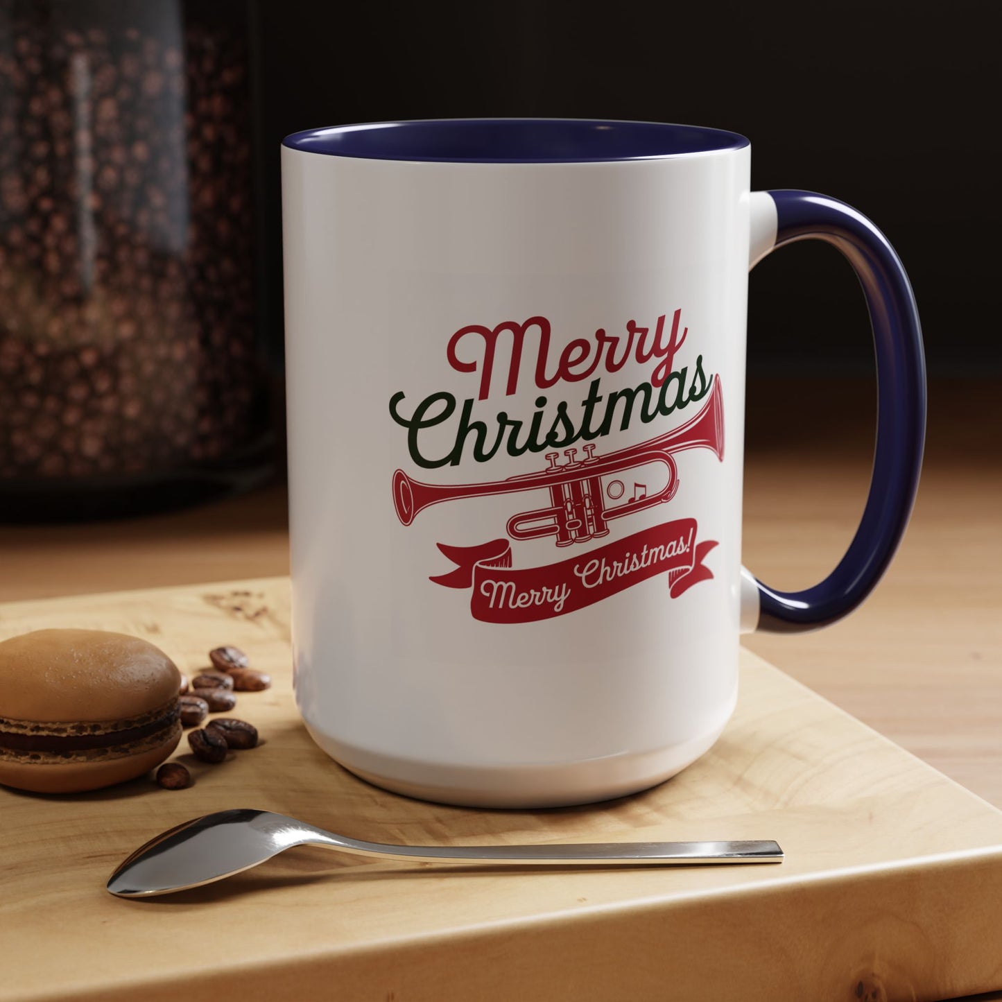Christmas Mug - Red & Green Text Trumpet