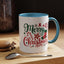 Christmas Mug - Merry Christmas Green & Red Text Star Candy Cane Stocking Snowflake