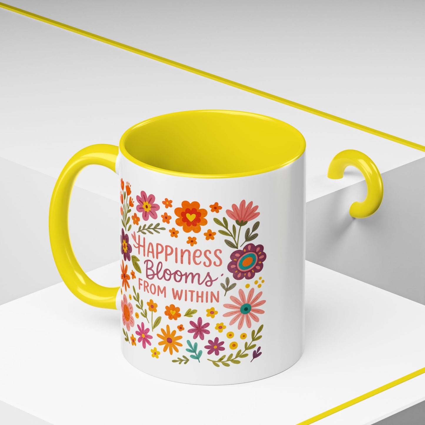 Motivation Mug - Happiness Blooms From Within