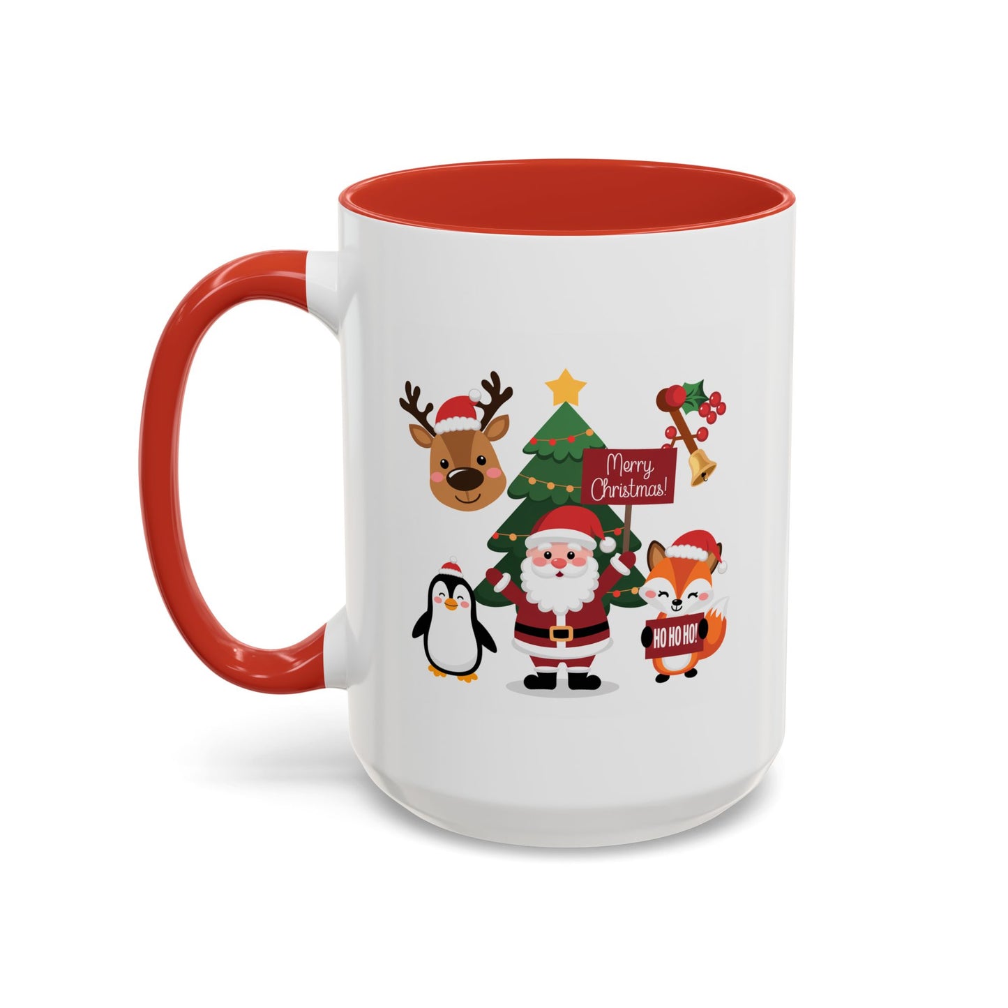 Christmas - Merry Christmas White Text Santa Reindeer Penguin Fox