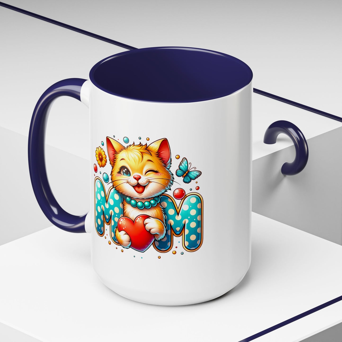 Mother's Day Mug - Mom Cat Red Heart