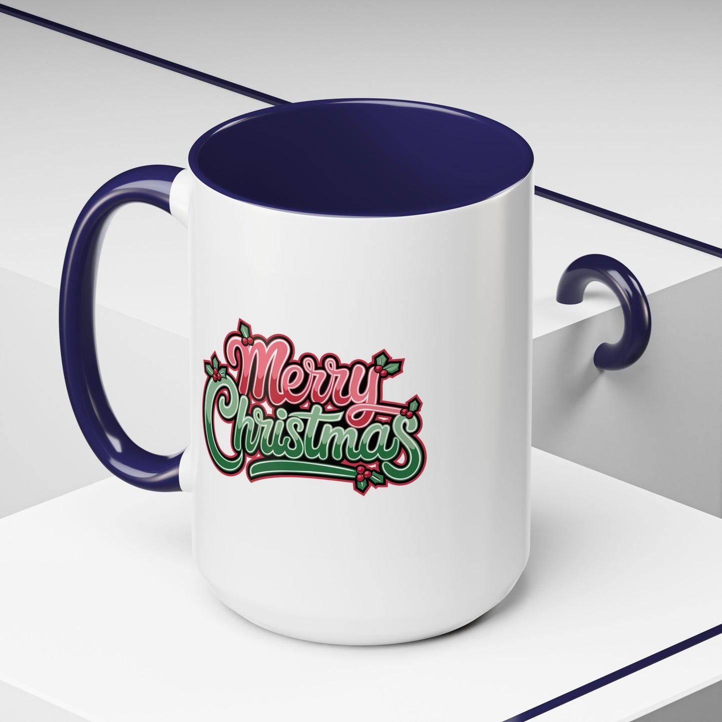 Christmas Mug - Merry Christmas Red & Green Text Mistletoe