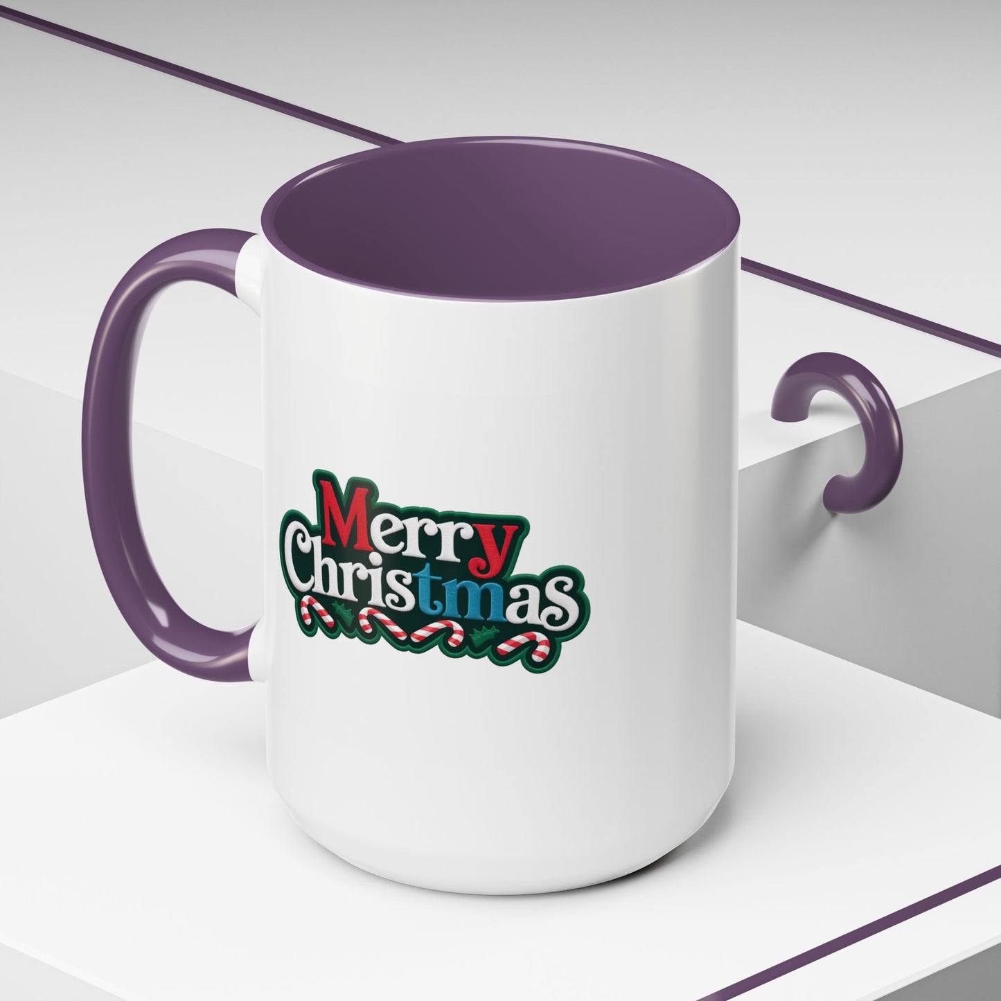 Christmas Mug - Merry Christmas White Red & Blue Text