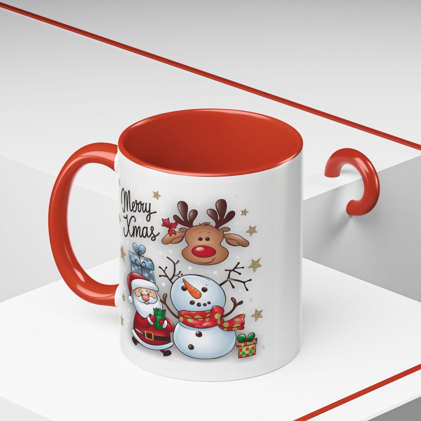 Christmas Mug - Merry Xmas Santa Snowman Reindeer