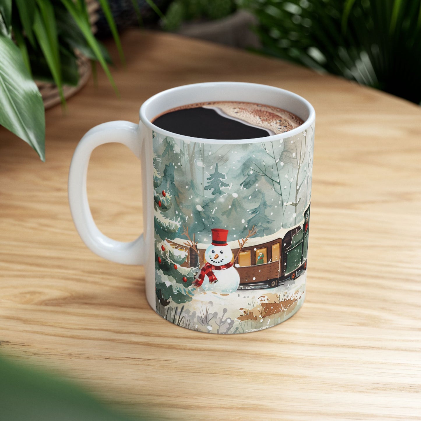 Christmas Mug - Snowman and Train Wrap 1