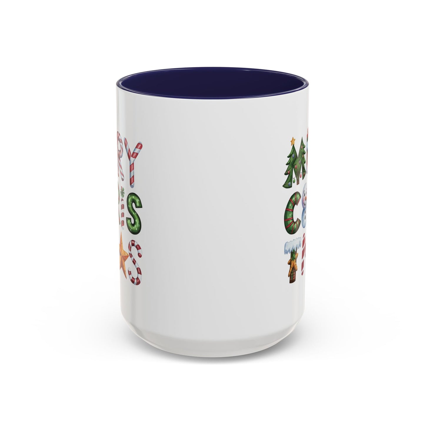 Christmas Mug - Merry Christmas Green Red & Gold Patterned Text