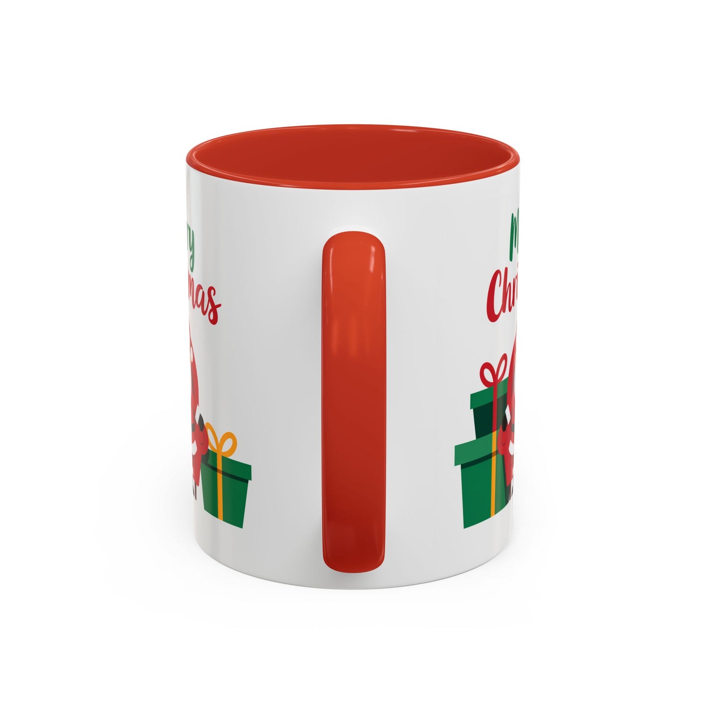 Christmas Mug - Merry Christmas Green & Red Text Santa Presents