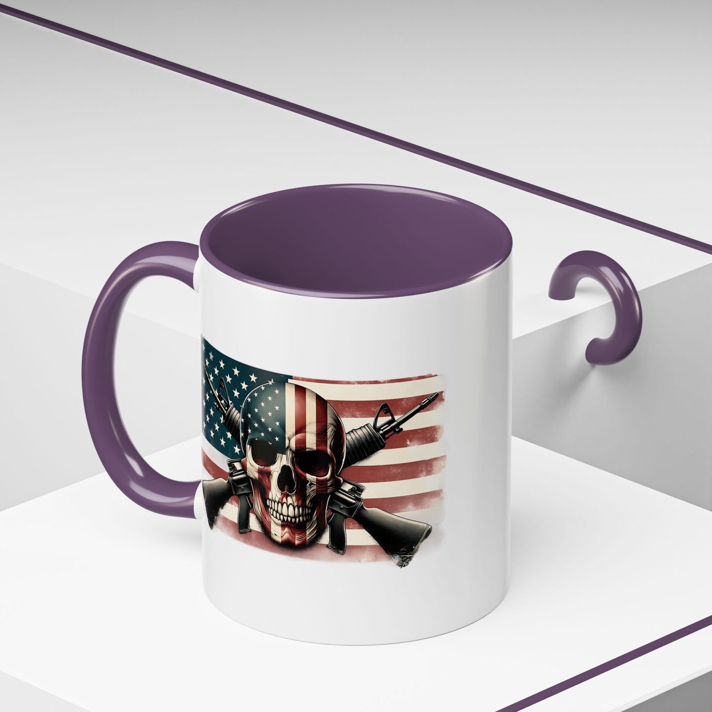 4th of July Mug - Skull Guns Flag