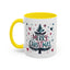 Christmas Mug - Merry Christmas Maroon & Blue Text Tree Hearts Stars